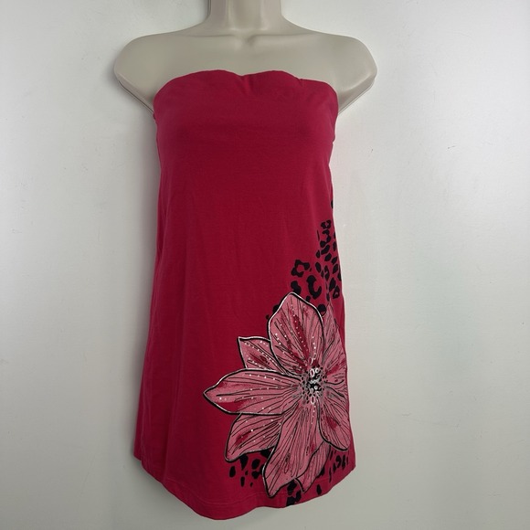 Rue 21 Womens Y2K Strapless Floral Tube Top Size L Cottagecore Fairy Whimsical - Picture 2 of 8